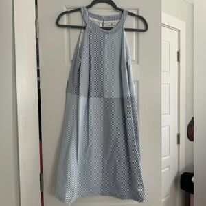 VINEYARD VINES BLUE SEERSUCKER STRIPED DRESS, SIZE M